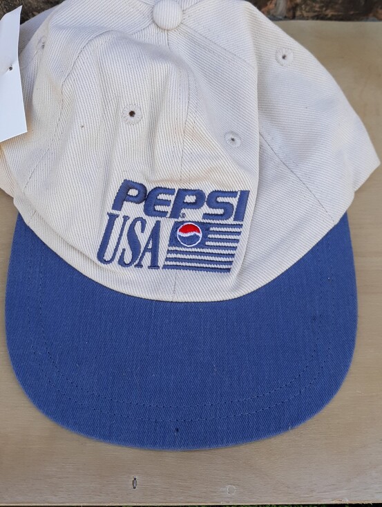 Pepsi Branded Two-Tone Baseball Cap - White & Blue Pepsi USA OS